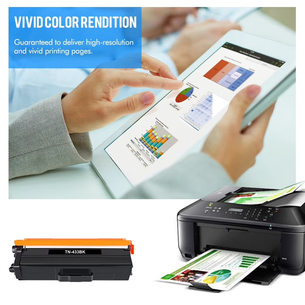 VIPink TN433 TN431 Toner Cartridge Compatible for Brother TN 433 TN-433BK Toner High Yield (Black, 2-Pack)