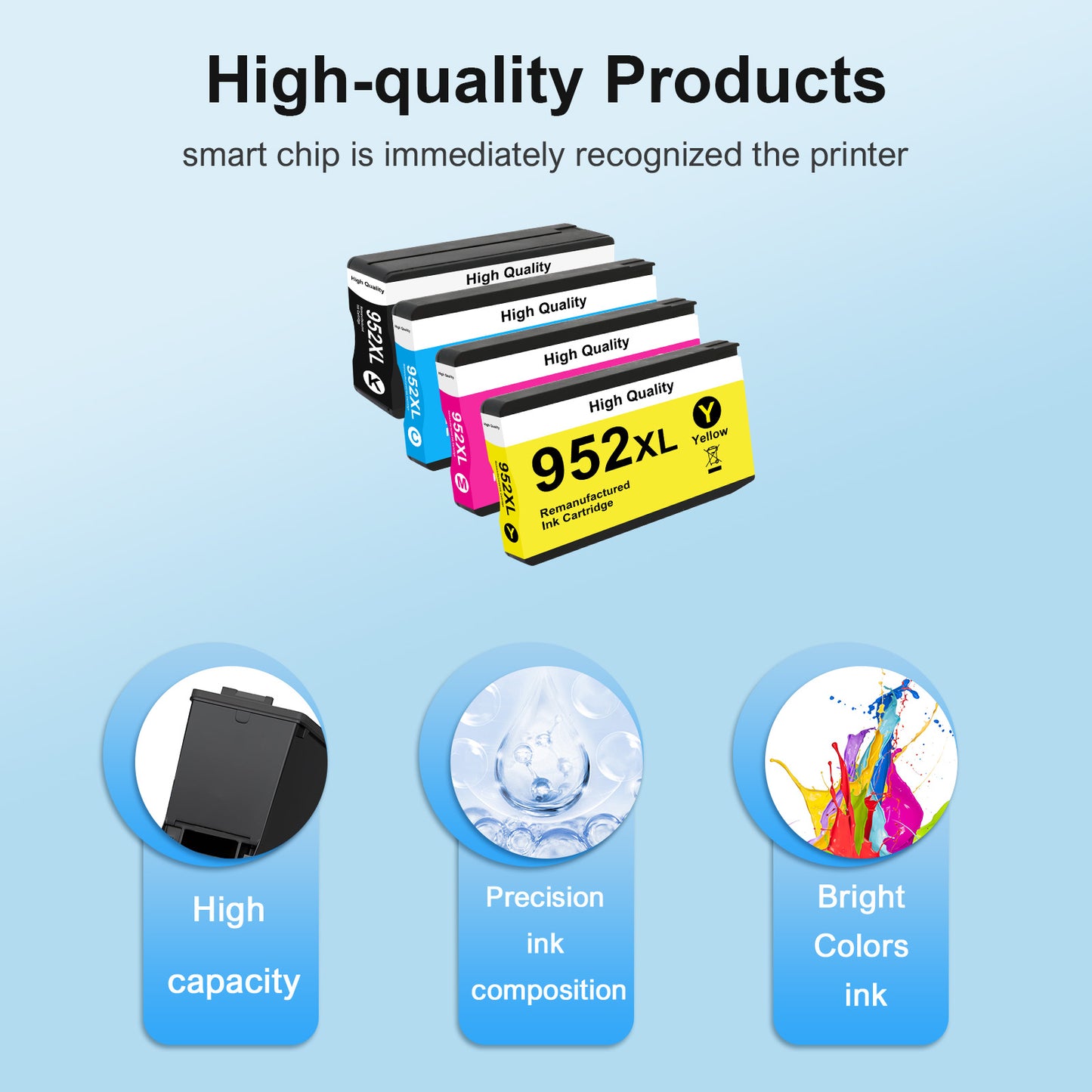 952XL Ink Cartridges Compatible for HP 952 952XL Combo Pack for OfficeJet Pro 8710 7740 8720 8210 8715 8702 7720 8730 8740 8216 8725 8700(4 Pack, Black, Cyan, Magenta, Yellow)