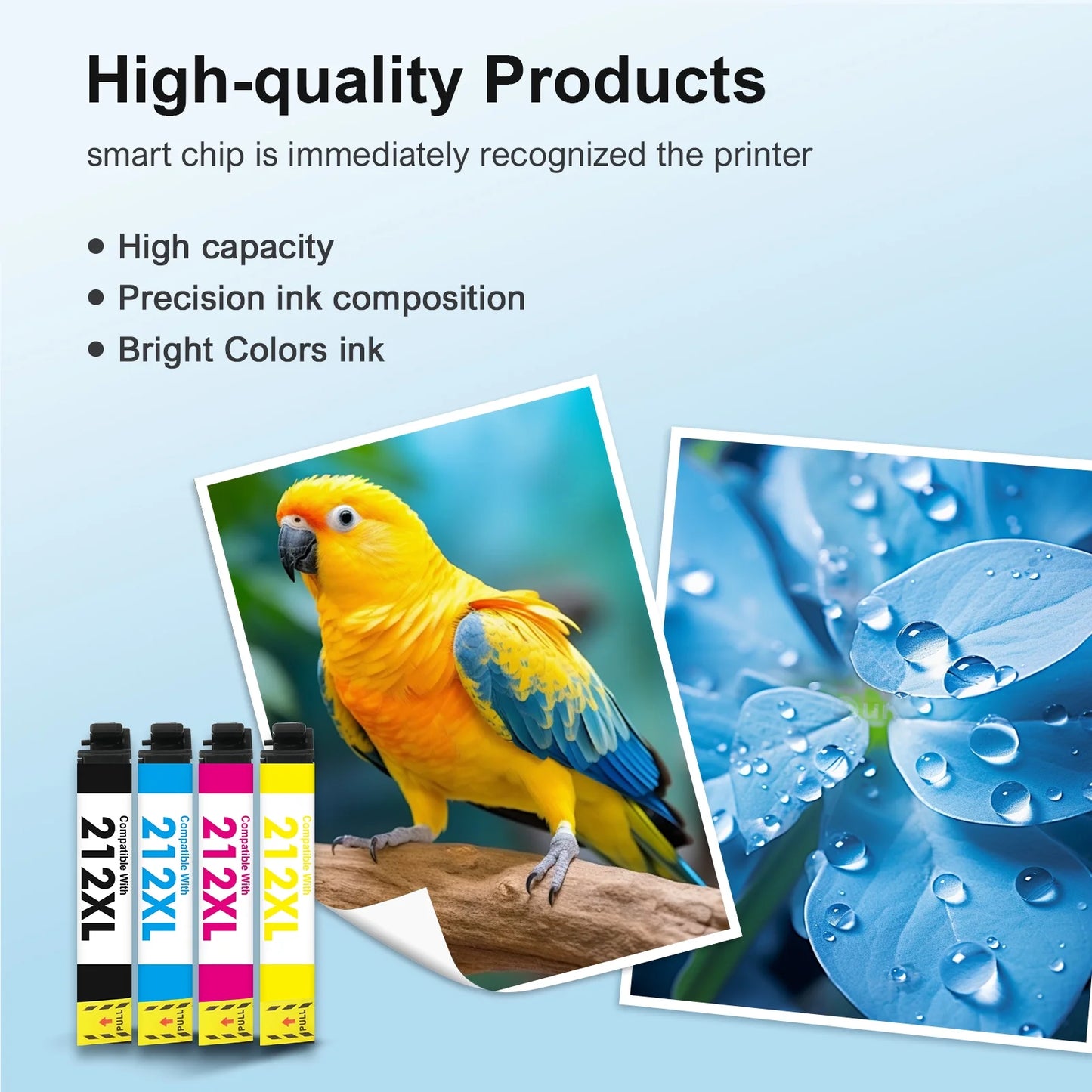 5-Pack 212XL Ink Cartridges Compatible for Epson 212 212XL Printer Ink Combo Pack for WorkForce WF-2850 WF-2830 Expression Home XP-4100 XP-4105 (2 x Black, Cyan, Magenta, Yellow)