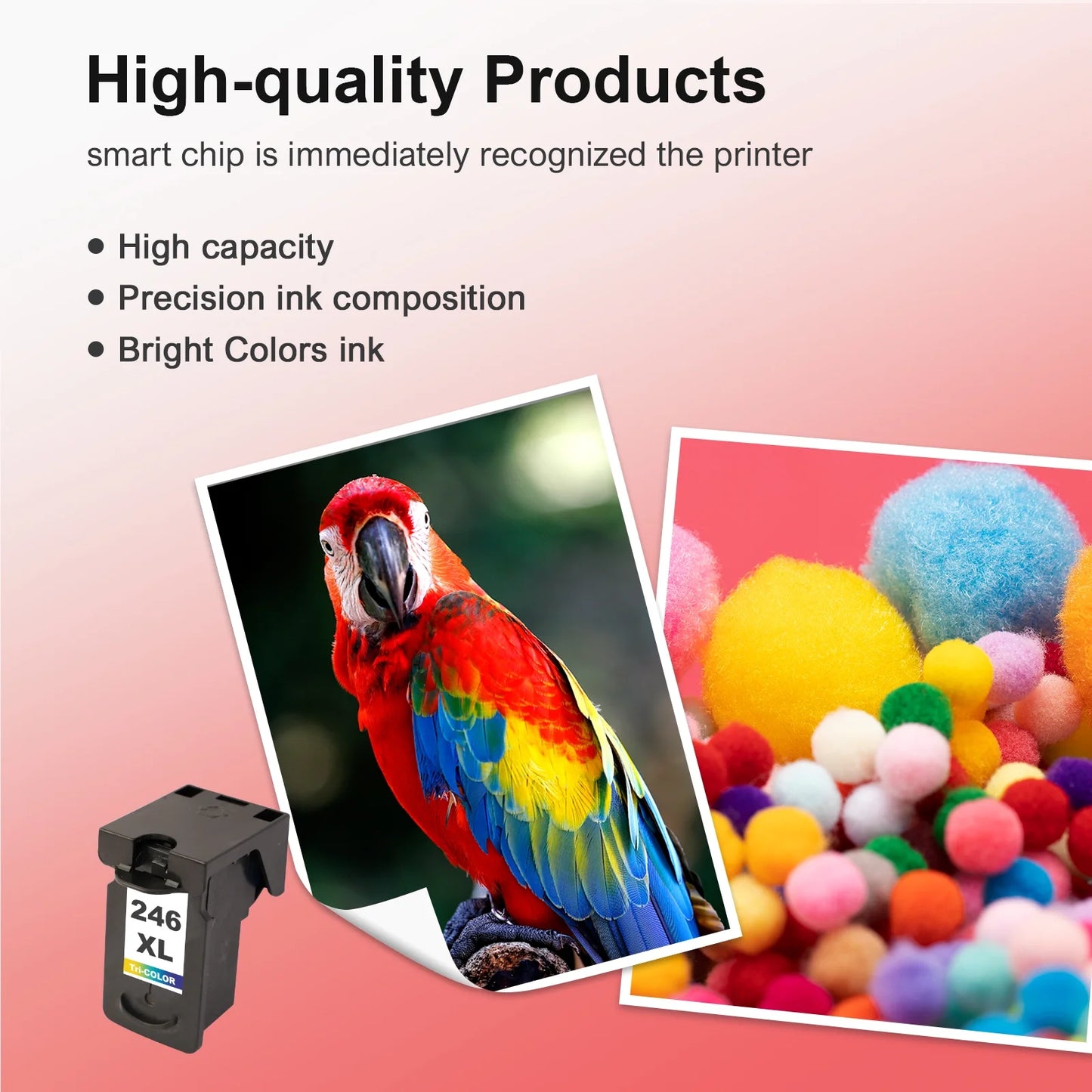 245XL 246XL Ink Cartridge for Canon Ink 245 and 246 for Pixma MX492 MX490 MG2522 MG2920 MG2922 TR4520 TR4522 TR4527 TS3320 TS3322 Printer , 2 Pack
