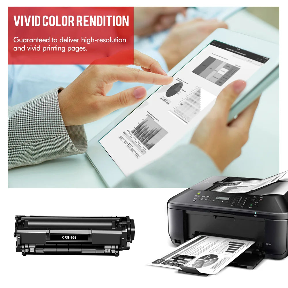 4-Pack 104 Black Toner Cartridge Compatible for Canon 104 CRG 104 CRG104 FAX-L100 MF4370dn D420 Satera MF4110 MF4270 MF4690 LBP2900 FAX-L140 FAXPHONE L90 ImageCLASS MF4150 MF4350d Printer Ink
