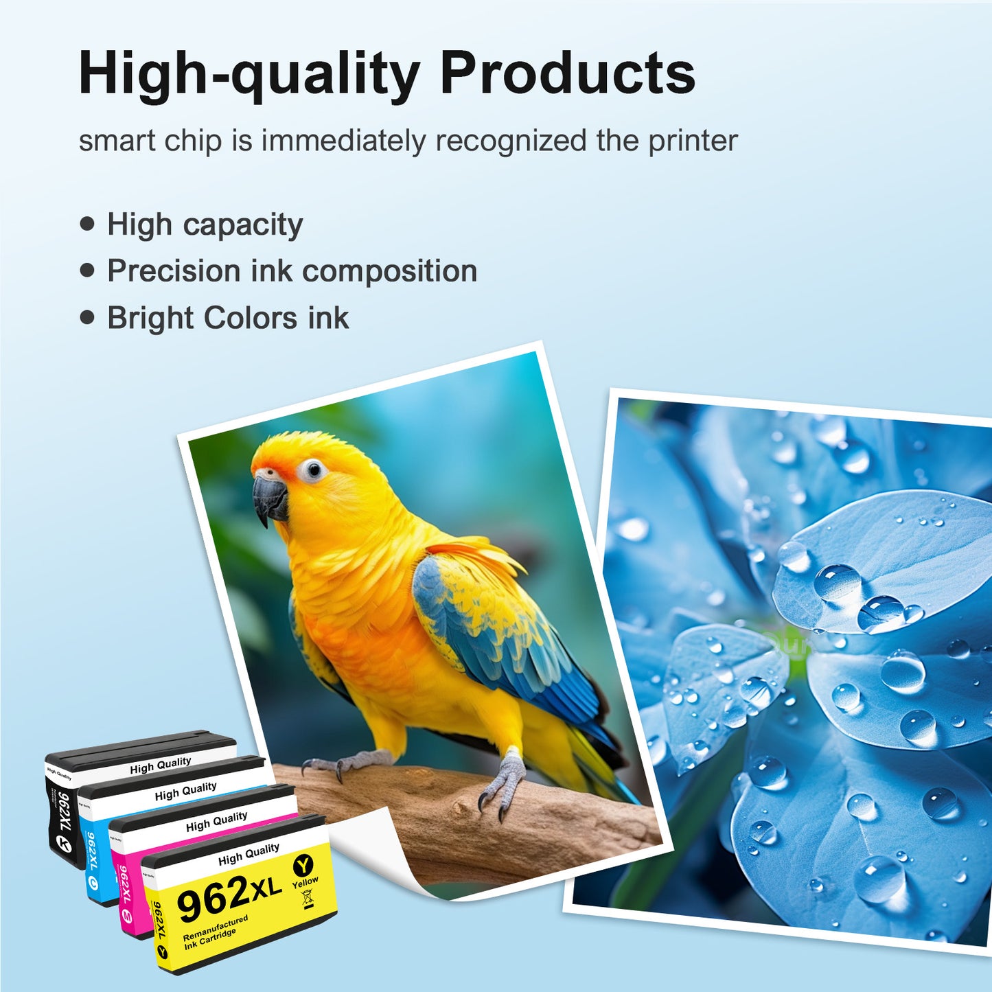 962XL Ink Cartridge Black and Color Compatible for HP962XL for OfficeJet Pro 9015e 9015 9010 9022e Series Printer (2x Black, Cyan, Magenta, Yellow,4 Pack)