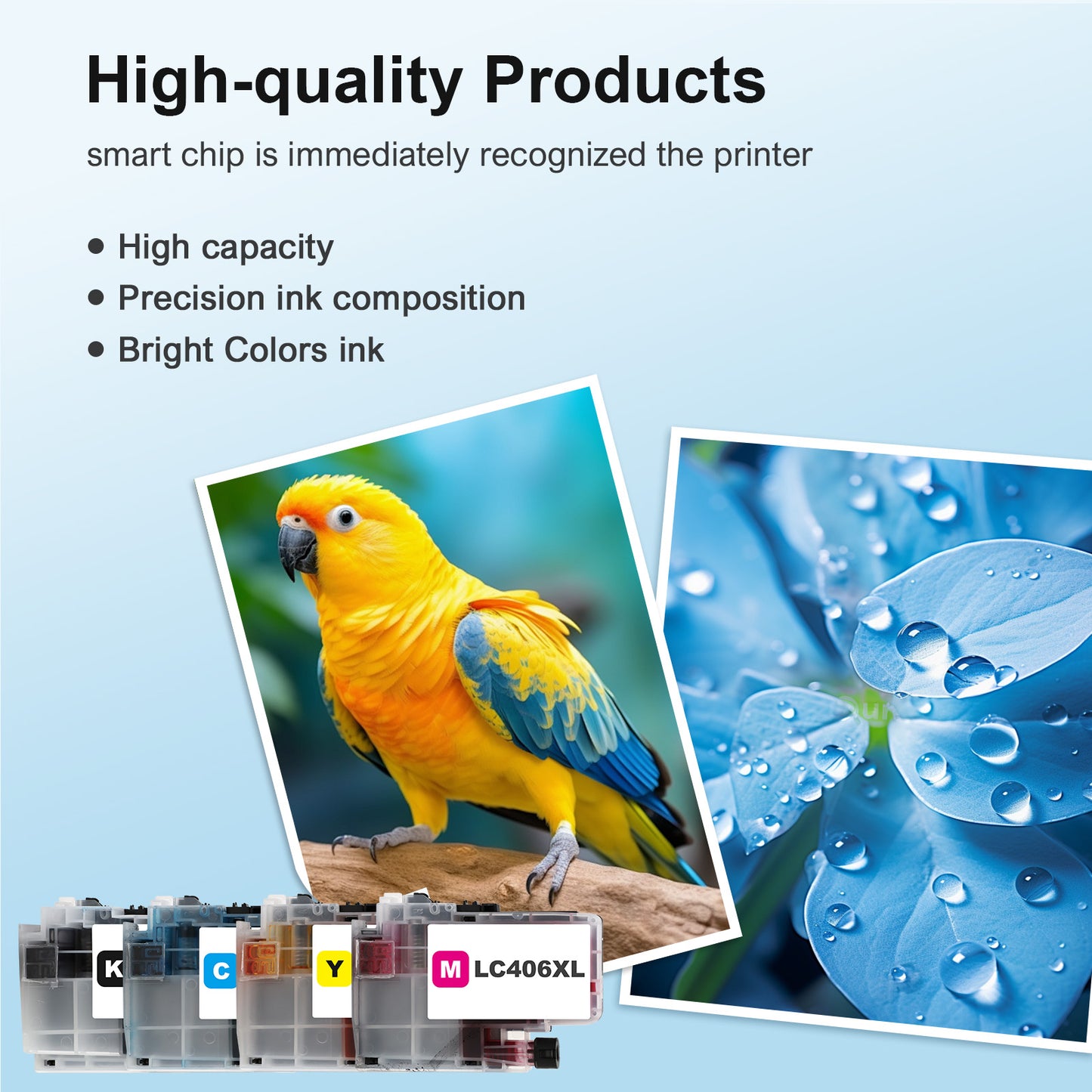 LC406 LC406XL Ink Cartridge for Brother Printer 406XL High Yield for MFC-J4335DW MFC-J5855DW MFC-J6555DW MFC-J4535DW MFC-J6955DW MFC-J4345DW MFC-J5955DW (4 Pack, Black Cyan Magenta Yellow)