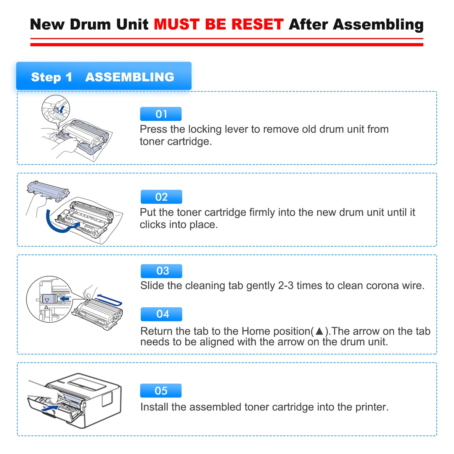 DR830 Brother Drum Replacement for Brother DR-830 Drum Unit Black for Brother TN-830XL TN-830 TN830 HL-L2460DW MFC-L2820DW DCP-L2640DW HL-L2405W HL-L2400D HL-L2480DW Printer Drum Unit 1-PACK