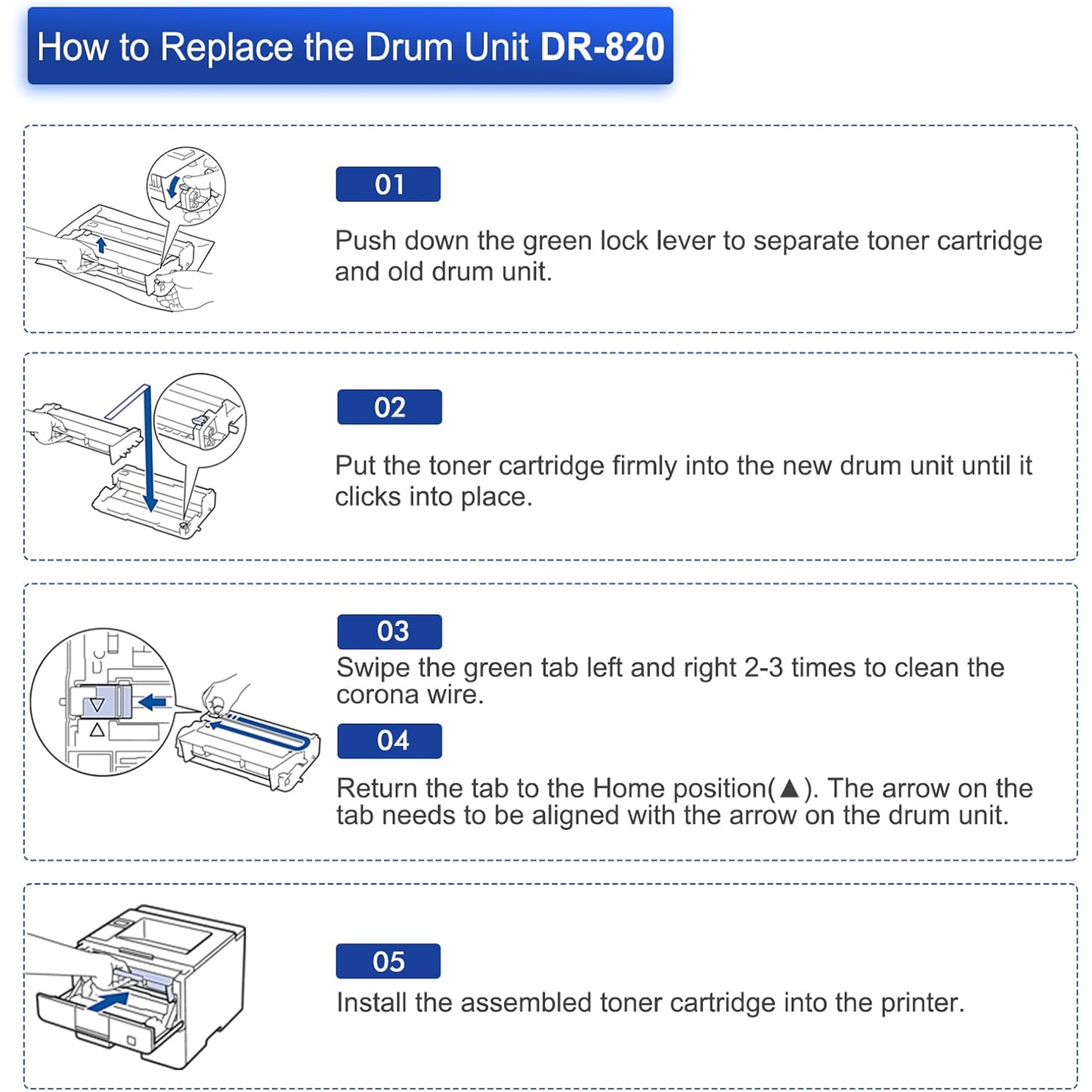DR820 DR-820 Drum Unit DR 820 HL-L6200DW Compatible for Brother DR820 for HL-L6200DW Drum Unit MFC-L5850DW MFC-L5900DW MFC-L5700DW HL-L5200DW HLL6200DW L6200DW L5200DWT Printer 1 Pack
