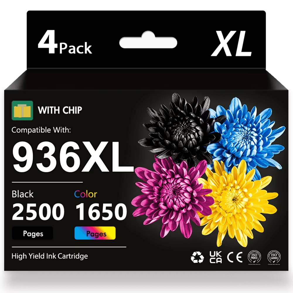 936E 936 Ink Cartridge Compatible for 936 936E Ink Cartridges for OfficeJet Pro 9125e 9120e 9730e 9130 9135e 9122e 9128e 9110b 9120b 9130b 9130e Printer(4-pack)