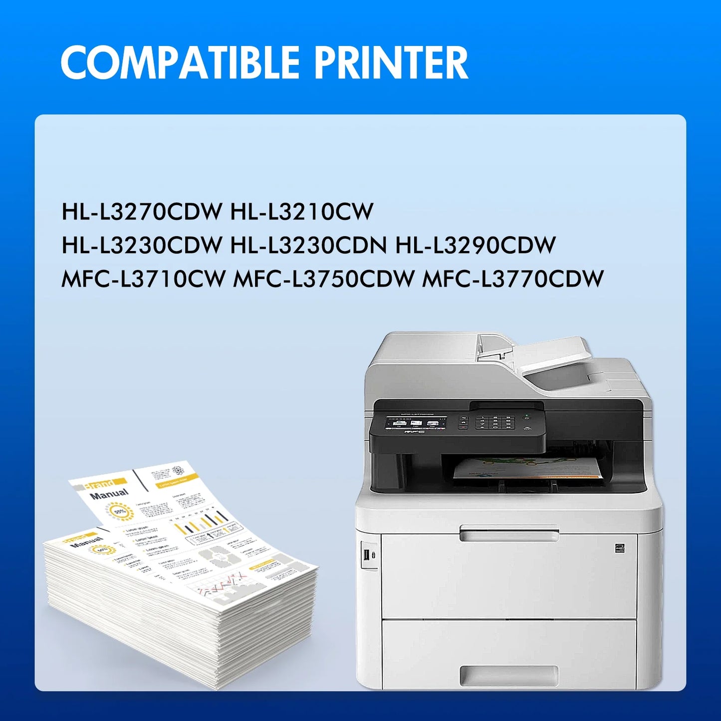TN227 TN-227 Toner Cartridge Compatible for Brother TN227 TN-227BK/C/M/Y TN223 TN227BK for HL-L3280CDW HL-L3220CDW MFC-L3720CDW MFC-L3780CDW HL-L3300CDW Printer Ink (4-Pack)