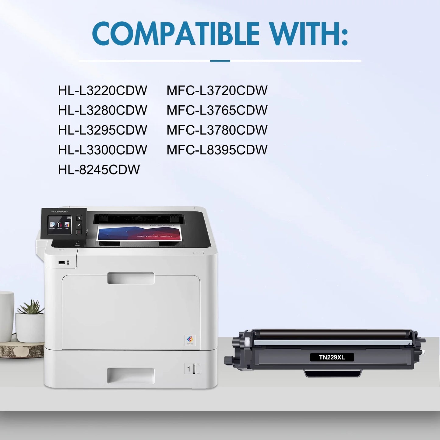 TN229XL Toner Cartridge with Chip High Yield Compatible for Brother TN-229XL TN229 TN-229 Work for MFC-L3780CDW MFC-L3720CDW HL-L3280CDW HL-L3220CDW HL-L3300CDW Printer (BK/C/M/Y, 4-Pack)