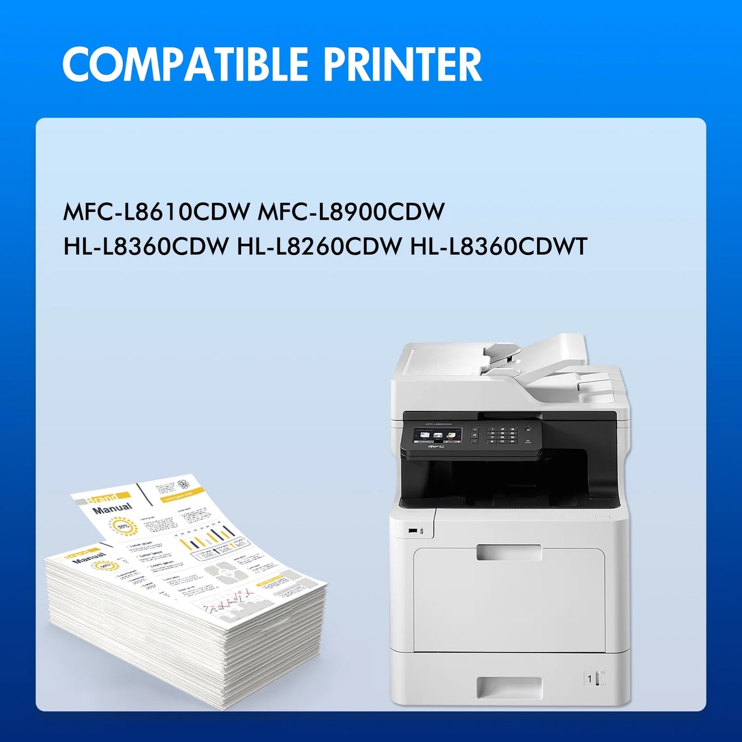 TN431 Toner Cartridge 5-Pack Compatible for Brother TN433 TN431 TN436 TN431BK TN433BK for HL-L8360Cdw MFC-L8900Cdw HL-L8260Cdw MFC-L8610Cdw Printer Ink (Black Cyan Magenta Yellow)