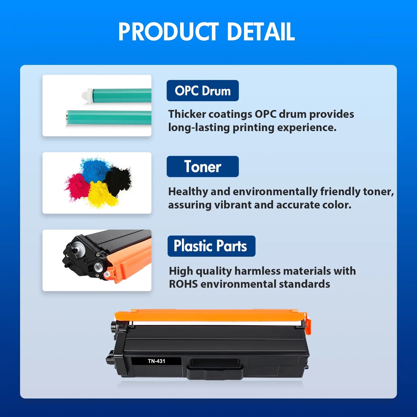 TN431 Toner Cartridge 5-Pack Compatible for Brother TN433 TN431 TN436 TN431BK TN433BK for HL-L8360Cdw MFC-L8900Cdw HL-L8260Cdw MFC-L8610Cdw Printer Ink (Black Cyan Magenta Yellow)