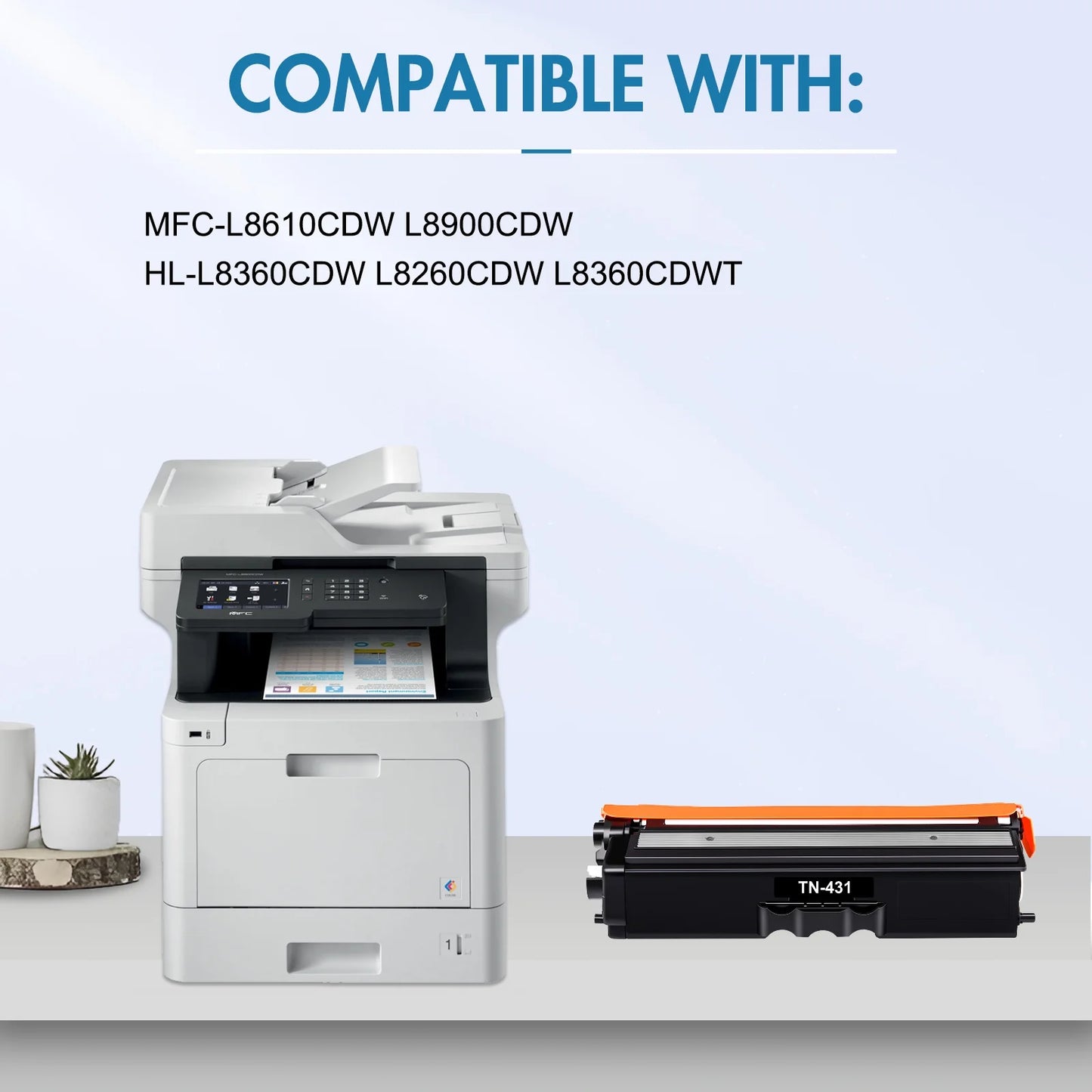 TN431 High Yied Toner Cartridge Compatible for Brother TN431 TN433 TN436 HL-L8360CDW MFC-L8900CDW HL-L8260CDW L8360CDWT MFC-L8610CDW Printer Ink (KCMY, 4-Pack)