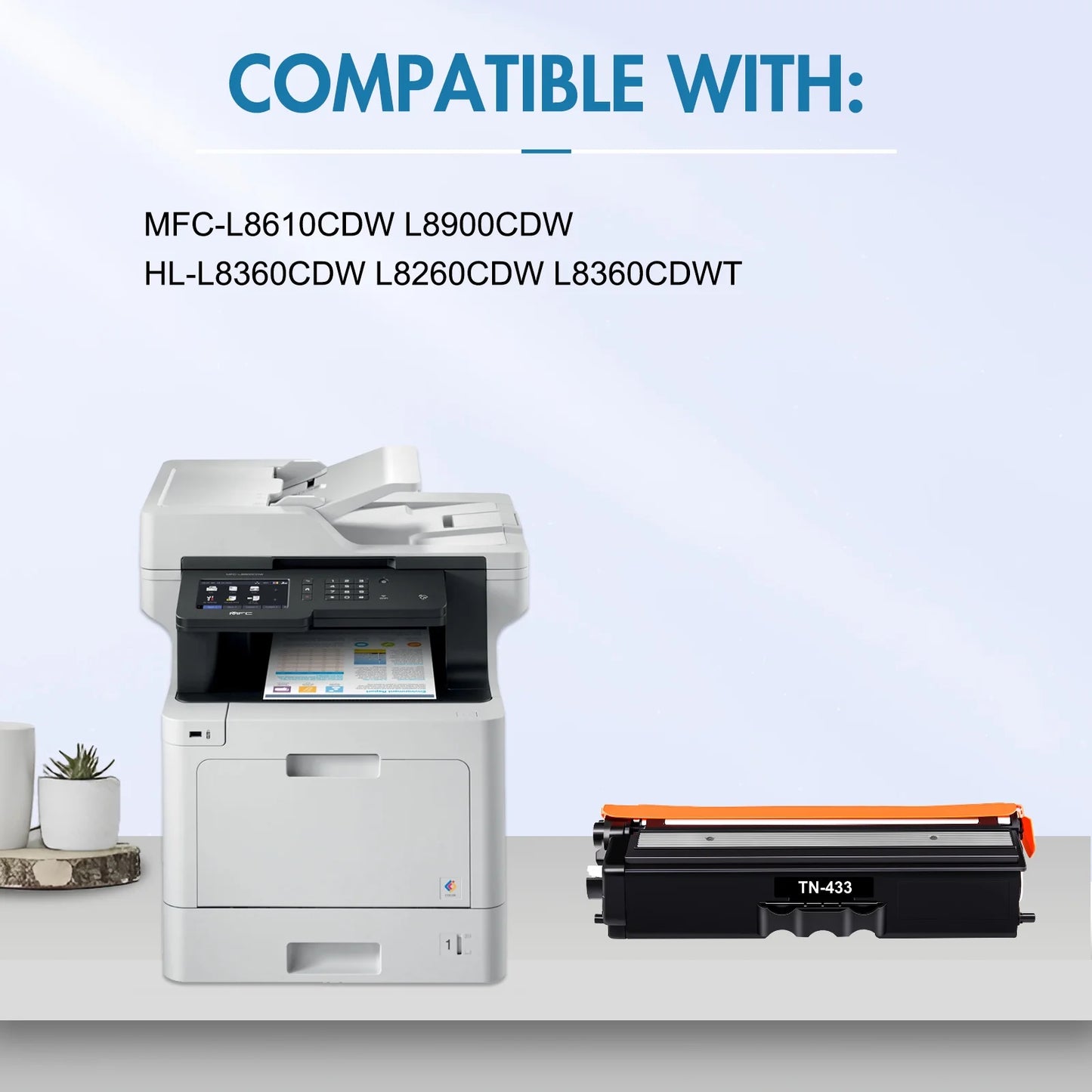 TN433 Toner Cartridge High Yield Compatible for Brother TN433 TN436 TN431 MFC-L8900CDW for Brother HL-L8360CDW MFC-L8610CDW HL-8260CDW L8360CDWT Printer (Black Cyan Yellow Magenta, 4-Pack)