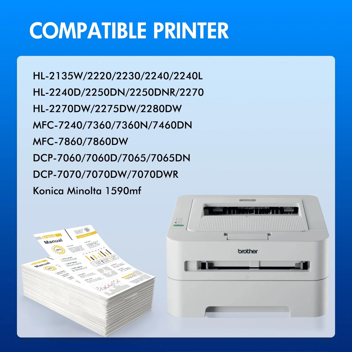 TN450 Toner Cartridges Compatible for Brother TN-450 TN420 TN 420 HL-2270DW HL-2280DW DCP-7065DN MFC-7360N MFC-7860DW HL-2240D DCP-7060D MFC7460DN MFC7240 Printer High Yield (2-Pack, Black)