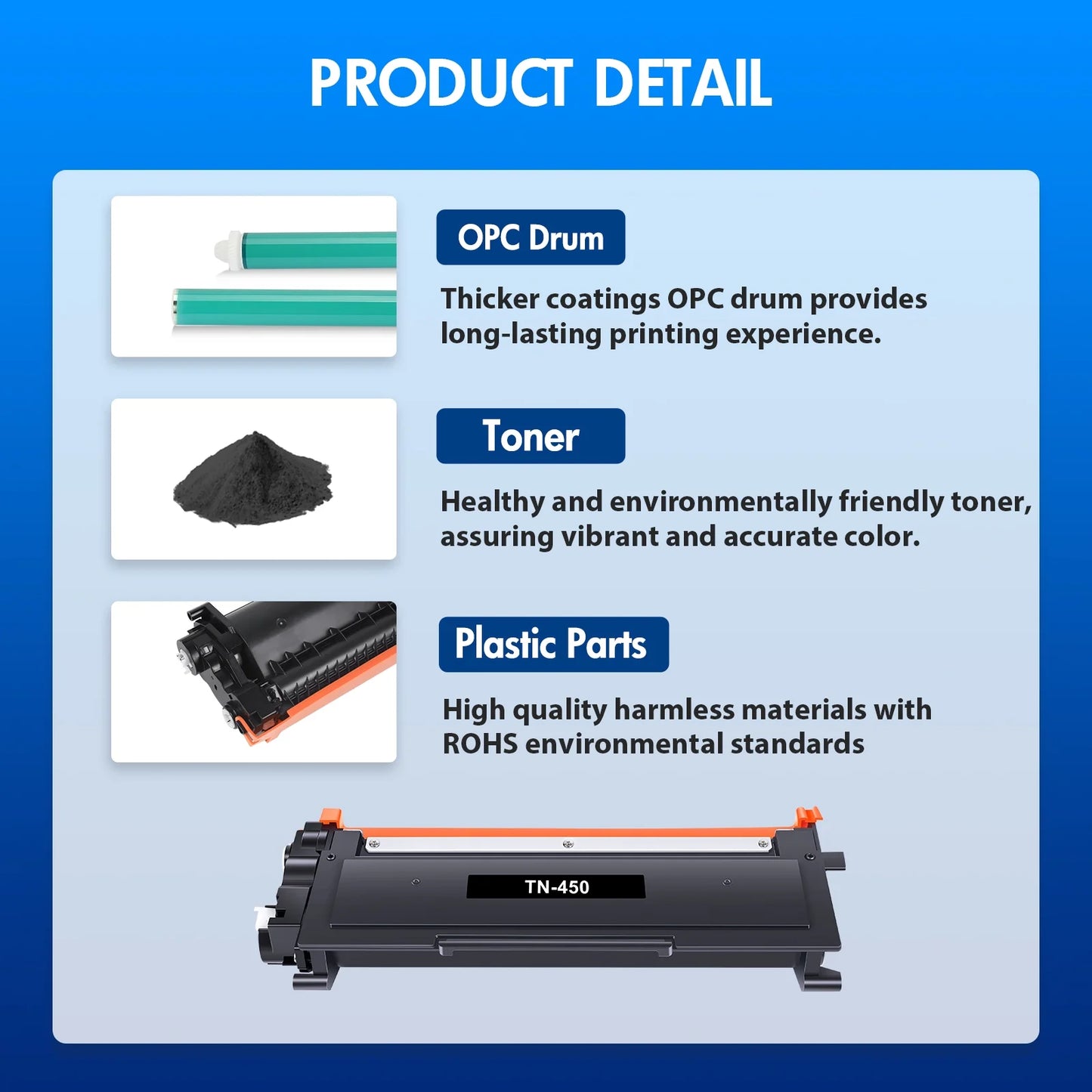 TN450 Black Toner Cartridge High Yield Compatible for Brother TN450 TN420 HL-2240 2270dw HL-2280DW MFC-7360 7460DN 7860DW DCP-7060 7070DW 7065DN Printer 4-Pack