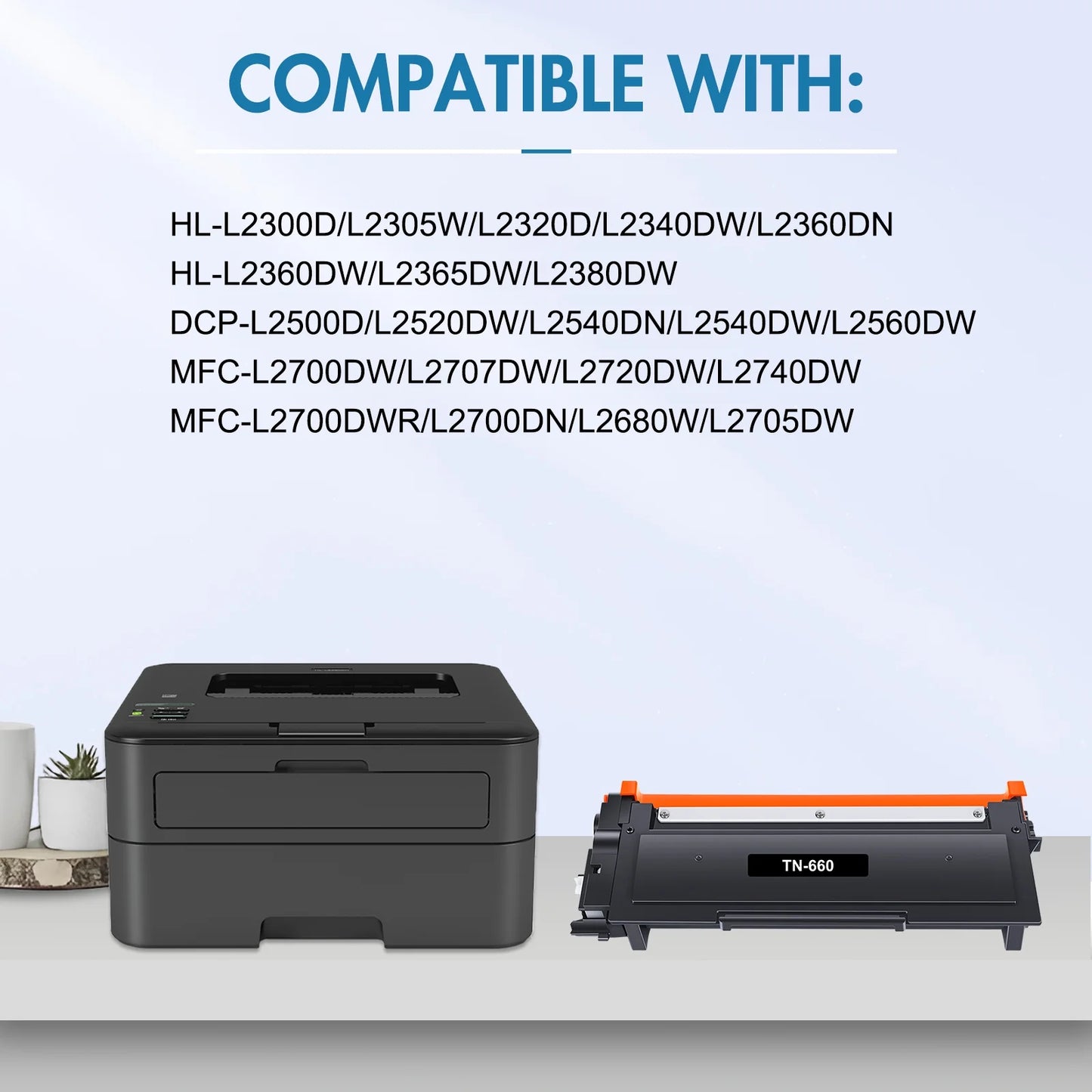 TN660 TN-660 Toner Cartridge Compatible for Brother TN 660 TN630 HL-L2300D HL-L2305W HL-L2360DW MFC-L2680W MFC-L2685DW MFC-L2700DW MFC-L2720DW MFC-L2740DW DCP-L2520DW Printer, 4-Pack Black