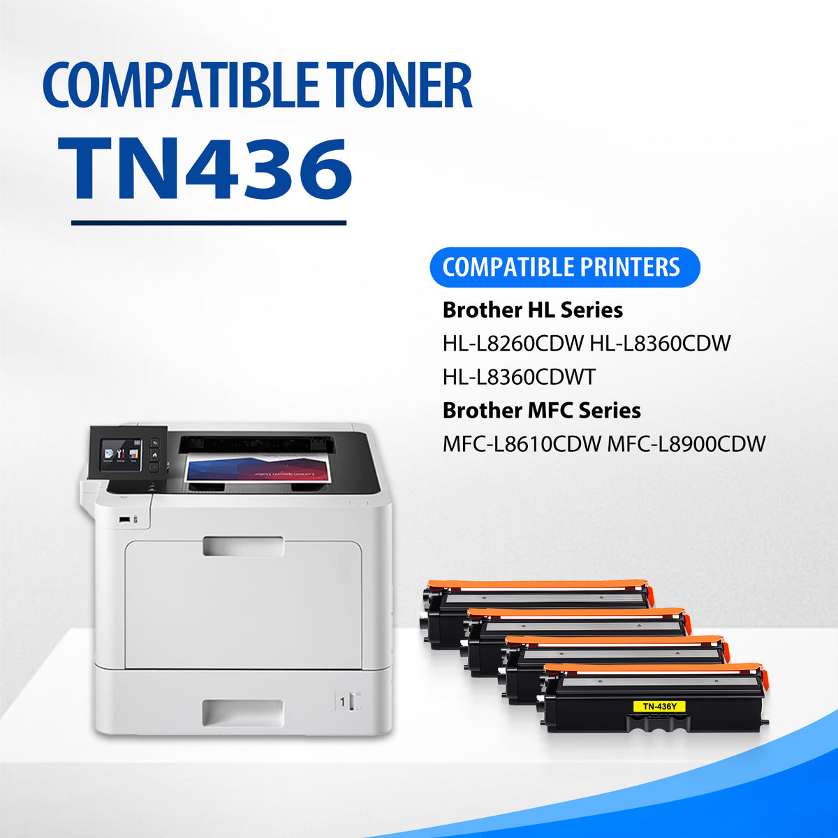 TN436 Toner Cartridge Compatible for Brother TN436 TN-436BK TN433 TN431 HL-L8360CDW L8360CDWT MFC-L8900CDW L9570CDW L9310CDW Printer (Black Cyan Magenta Yellow)