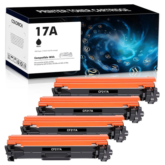 17A Toner Cartridge 4-Pack WITH CHIP Compatible for HP 17A CF217A for HP Laserjet Pro M102w M102a, MFP M130nw M130fw M130fn M130a Printer (Black)