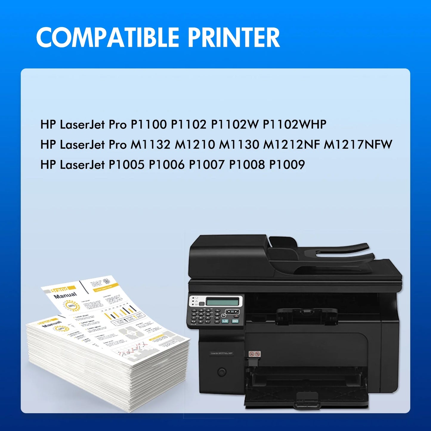 CE285A 85A Toner Cartridge Black Compatible for HP 85A CE285A for HP LaserJet Pro P1102w P1006 P1102 1102W P1102whp M1217nfw M1212nf M1132 M1210 MFP M1217 P1005 Series Printer Ink 2-Pack