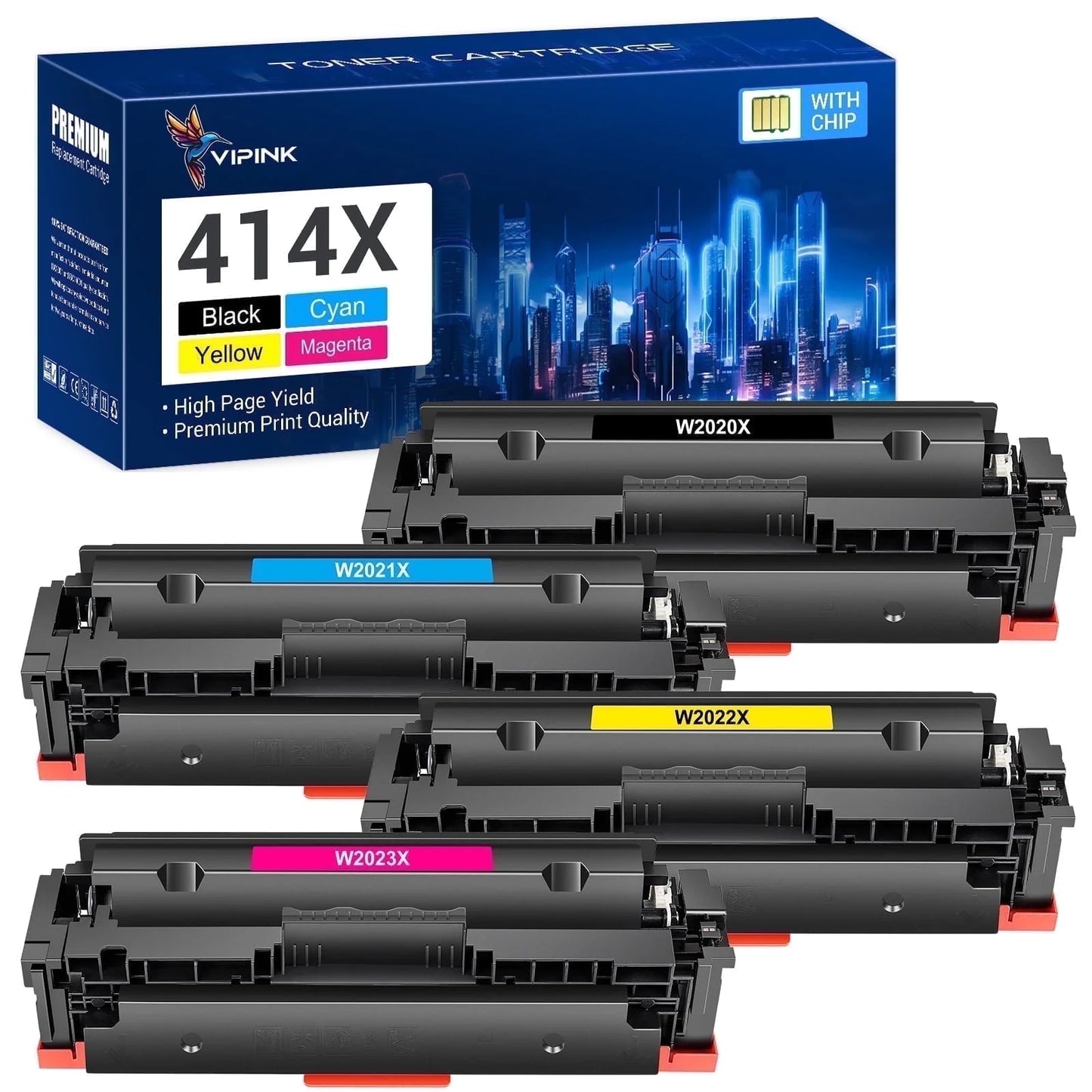 414X Toner Cartridge (with Chip) Compatible for HP 414X 414A 414 W2020X Color Laserjet Pro MFP M479fdw M454dw M479fdn M479dw M454dn M479 M454 M455 M480 Series Printer Ink (Black Cyan Magenta Yellow)