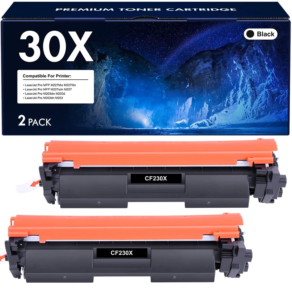 30X CF230X Black High-yield Toner Cartridge Compatible for HP 30X CF230X 30A CF230A HP laserjet Pro MFP M227fdw M203dw M227fdn M203d M203dn M227sdn M203 M227 Series Printer Ink (2-Pack)