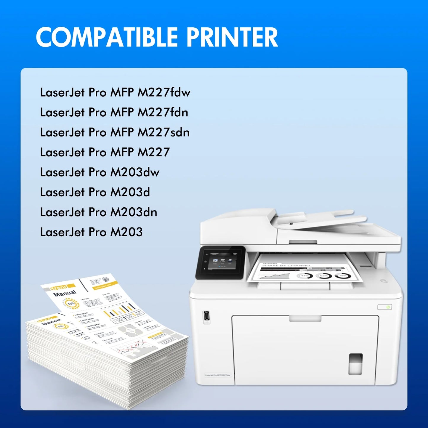30X CF230X Black High-yield Toner Cartridge Compatible for HP 30X CF230X 30A CF230A HP laserjet Pro MFP M227fdw M203dw M227fdn M203d M203dn M227sdn M203 M227 Series Printer Ink (2-Pack)