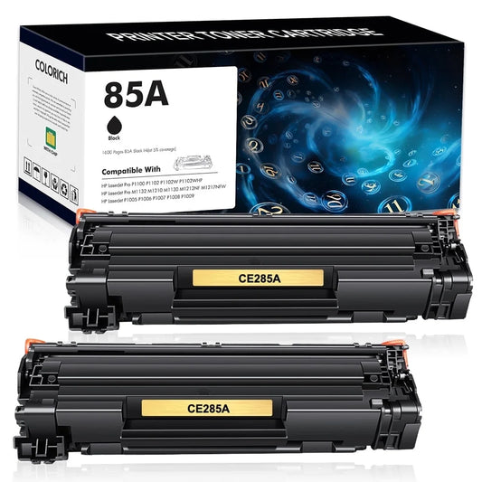 CE285A 85A Toner Cartridge Black Compatible for HP 85A CE285A CE285D use with HP Laserjet Pro P1102w P1102 1102w P1005 M1132 M1210 Printer Ink 2-Pack