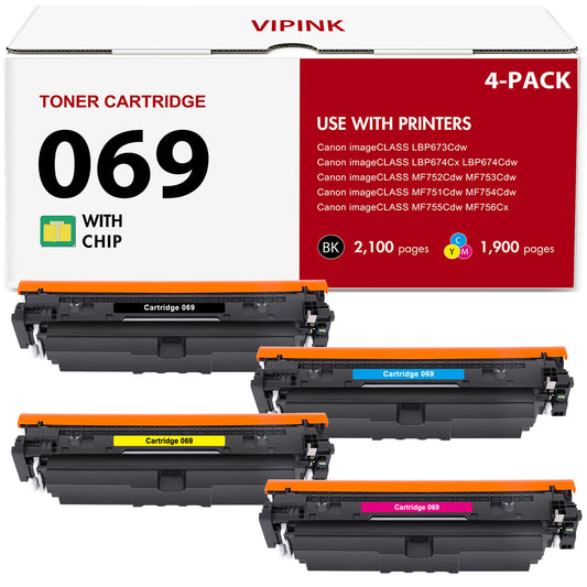 069 069H Toner Cartridge Compatible for Canon 069 069H CRG-069 Toner Cartridge Set Canon imageCLASS MF753Cdw MF751Cdw LBP674Cdw Printer (Black Cyan Magenta Yellow, 4-Pack)