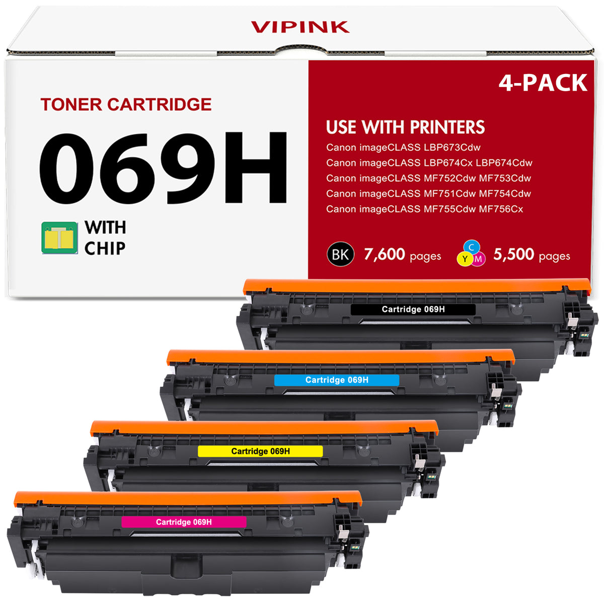 069H 069 Toner Compatible for Canon 069H 069 Toner Cartridge Set Canon imageCLASS MF753Cdw MF751Cdw LBP674Cdw LBP673Cdw (Black Cyan Magenta Yellow, 4-Pack)