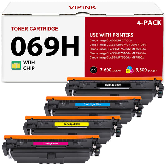 069H 069 Toner Compatible for Canon 069H 069 Toner Cartridge Set Canon imageCLASS MF753Cdw MF751Cdw LBP674Cdw LBP673Cdw (Black Cyan Magenta Yellow, 4-Pack)