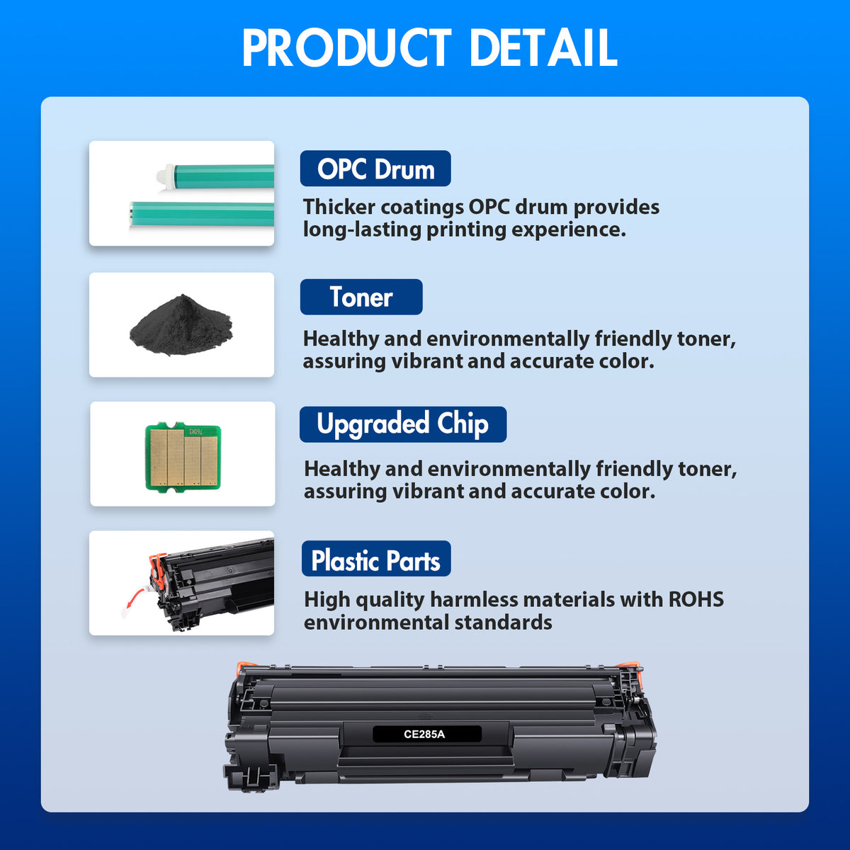 85A CE285A Toner Cartridge Compatible for HP 85A CE285A CE285D for Pro P1102w P1102 M1217nfw M1212nf MFP Printer Ink（4 Pack，Black）
