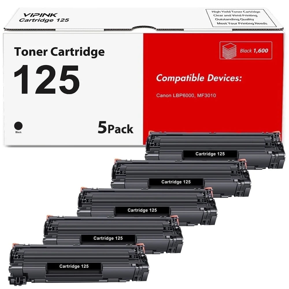 125 CRG-125 Black Toner Cartridge Compatible for Canon Cartridge 125 CRG125 used for Canon Imageclass mf3010 lbp6000 Printer Ink (5-Pack, 3484b001)