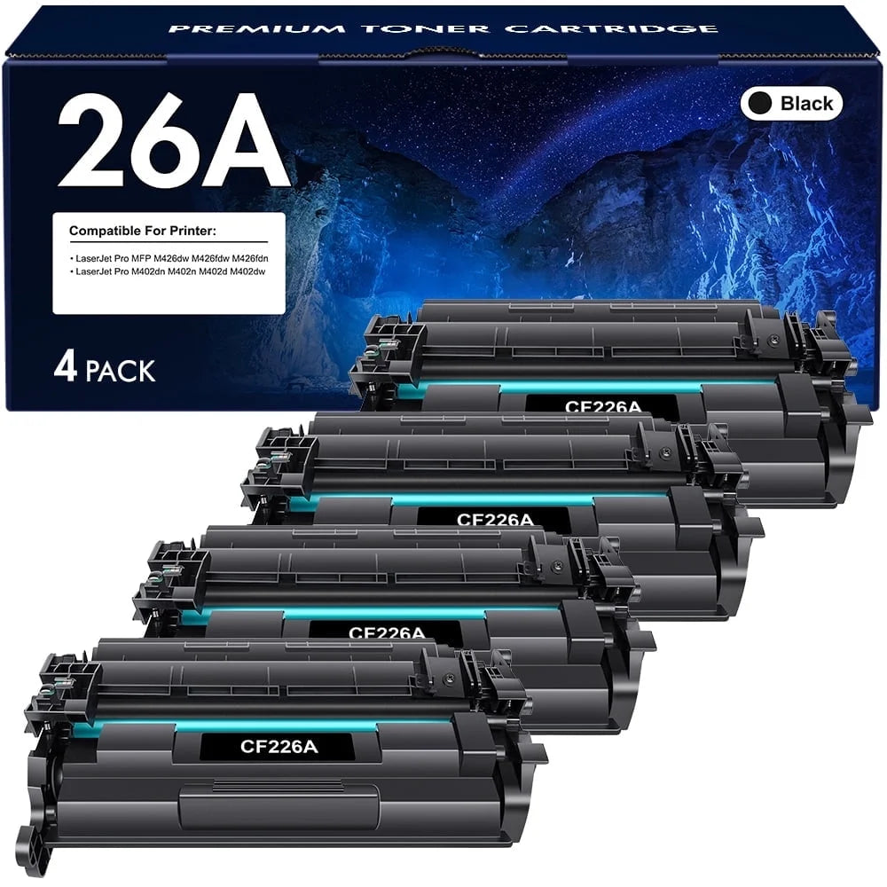 26A CF226A Toner Cartidge Compatible for HP 26A CF226A 26X CF226X LaserJet Pro M402n M402dn M426 M402d M402dw Laser Jet MFP M426fdw M426fdn M402 M426dw Printer Ink (Black 4-Pack)