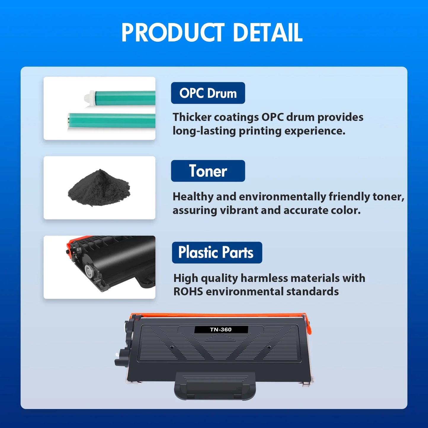 TN360 1-PACK High Yield Toner Cartridge Compatible for Brother TN-360 TN360 HL-2140 HL-2150 HL-2170, DCP-7030 DCP-7040 DCP-7045N MFC-7320 Printer (Black)