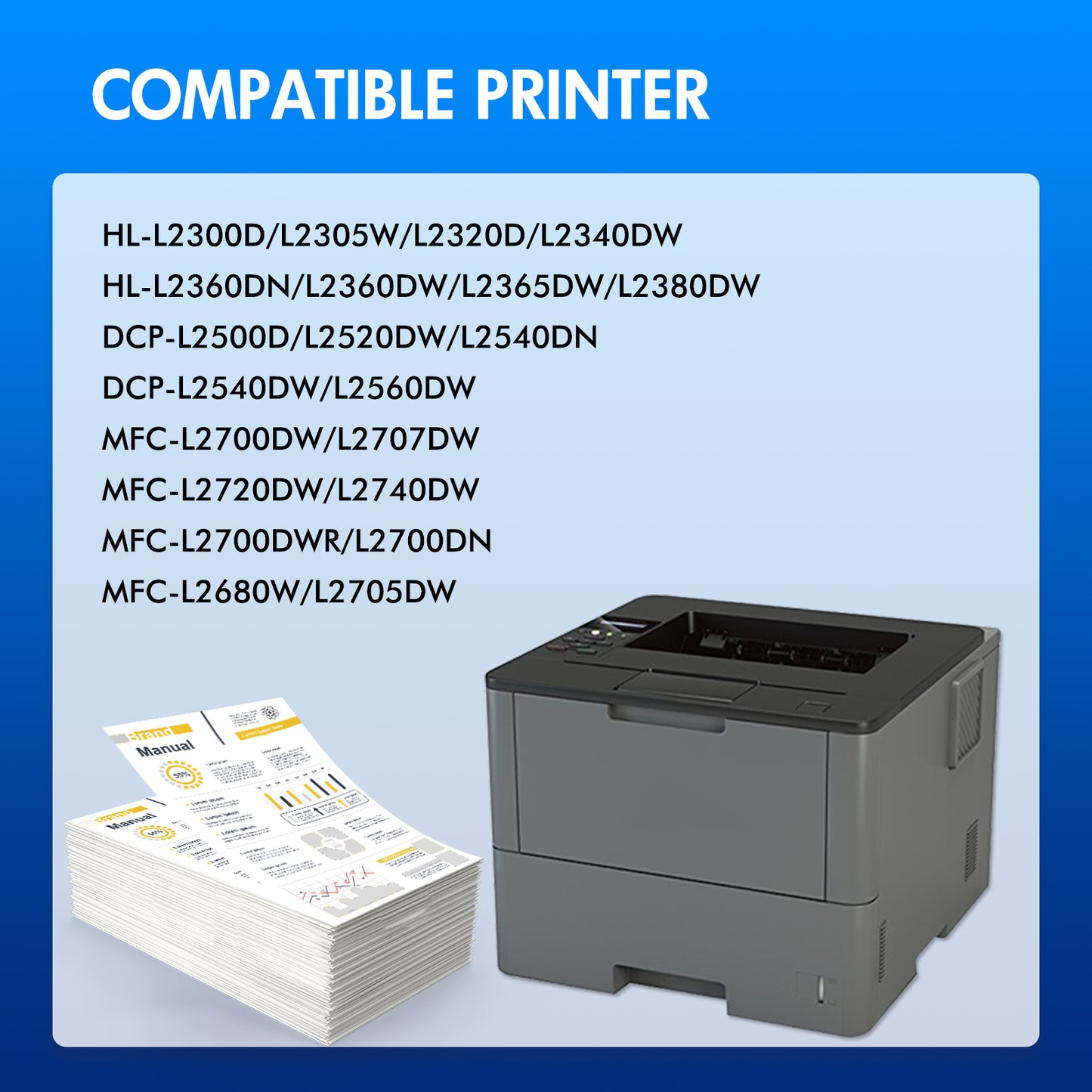 TN660 TN630 Toner Cartridge Compatible for Brother TN660 TN630 TN-660 TN-630 DCP-L2540DW MFC-L2700DW HL-L2380DW HL-L2300D MFC-L2740DW Laser Printer Ink (Black, 2-Pack)