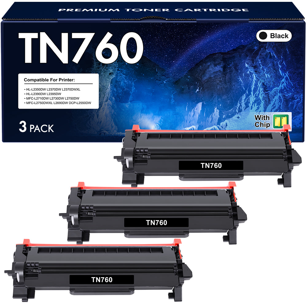 TN760 TN730 Toner Cartridge Compatible for Brother TN-760 TN760 TN 730 DCP-L2550DW HL-L2350DW HL-L2395DW HL-L2390DW HL-L2370DW MFC-L2690DW MFC-L2717D MFC-L2750DW Printer Ink (Black, 3-Pack)