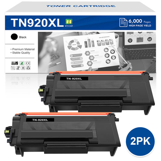 TN920 TN920XL Toner Cartridge Black HL-L6210DW with Chip Compatible for Brother TN-920XL TN-920 TN920XXL Work for HL-L6210DW HL-L6210DWT HL-L5210DN HL-L5210DW HL-L5210DWT Printer High Yield 2 Pack