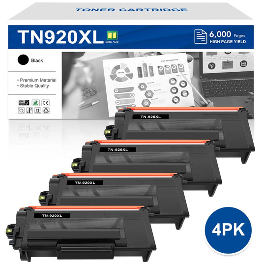 TN920XL TN920 Toner Cartridge Black HL-L6210DW with Chip Compatible for Brother TN-920XL TN-920 TN920XXL Work for HL-L6210DW HL-L6210DWT HL-L5210DN HL-L5210DW HL-L5210DWT Printer High Yield 4 Pack