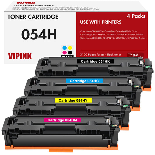 054 054H Toner Cartridge 4-Pack Compatible for Canon 054 054H CRG-054H Toner Cartridge Set for MF644Cdw MF642Cdw (Black Cyan Magenta Yellow )