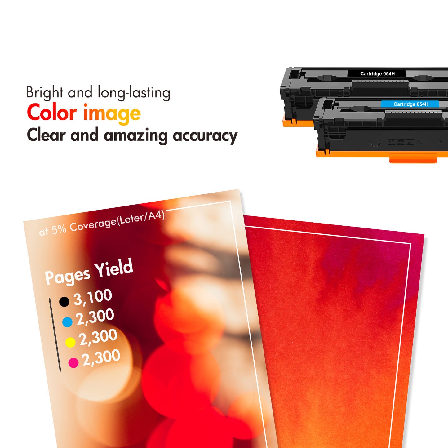 054 054H Toner Cartridge 4-Pack Compatible for Canon 054 054H CRG-054H Toner Cartridge Set for MF644Cdw MF642Cdw (Black Cyan Magenta Yellow )