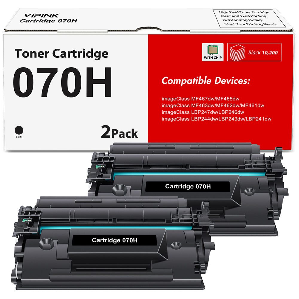VIPink 070H Toner Cartridge Compatible for Canon 070H 070 Cartridge 070H CRG070H CRG-070H imageCLASS MF465dw MF462dw LBP247dw LBP246dw Printer (Black,2-Pack)