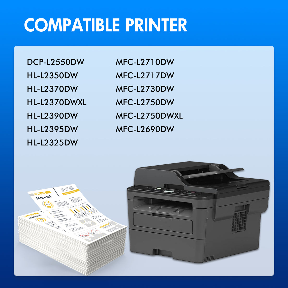 DR730 Drum Unit Compatible for Brother DR-730 DR 730 DR730 MFC-L2710DW MFC-L2750DW HL-L2350DW HL-L2370DWXL HL-L2390DW HL-L2395DW DCP-L2550DW MFC-L2750DWXL Printer (Black, 1-Pack)