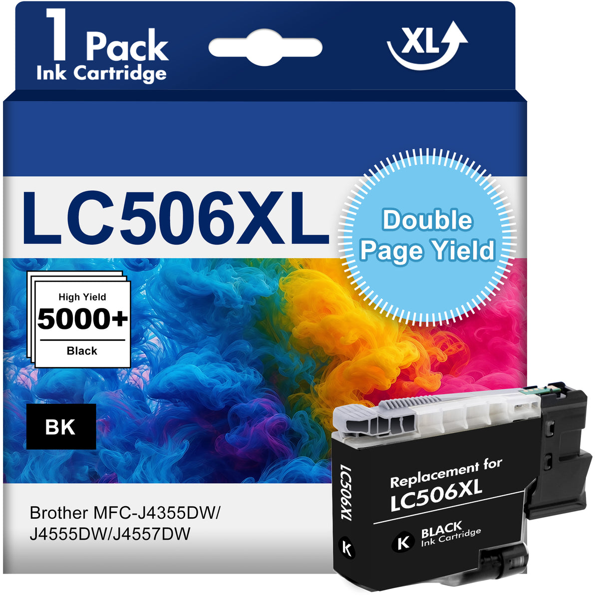 LC506XL High Yield Black Ink Cartridge Compatible for Brother LC506 LC506XL ink Cartridge for MFC?J4355DW J4555DW J4557DW Printer (1 Pack Black)