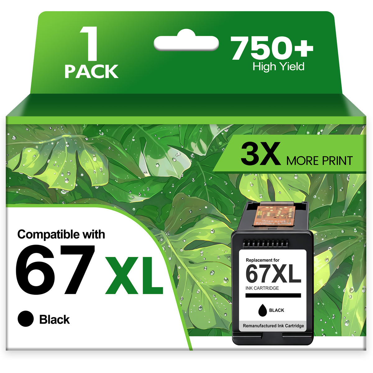 67 67XL Ink Cartridges Black compatible for Printer DeskJet 6055e 2700 4155e 4255e 4100 2700e 2734e 2800 2852e 2755e 2800e 2855e 6000 Series(1-Pack)