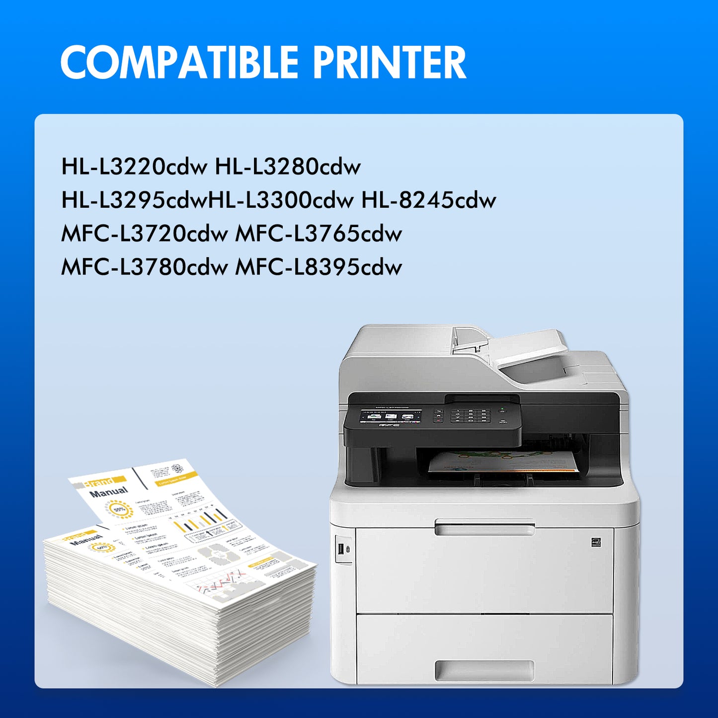 TN229XL Toner Cartridge Compatible for Brother TN229XL TN229 TN-229XL TN-229 for HL-L3280CDW HL-L3220CDW MFC-L3720CDW MFC-L3780CDW HL-L3300CDW Printer (BK/C/M/Y, 4-Pack)