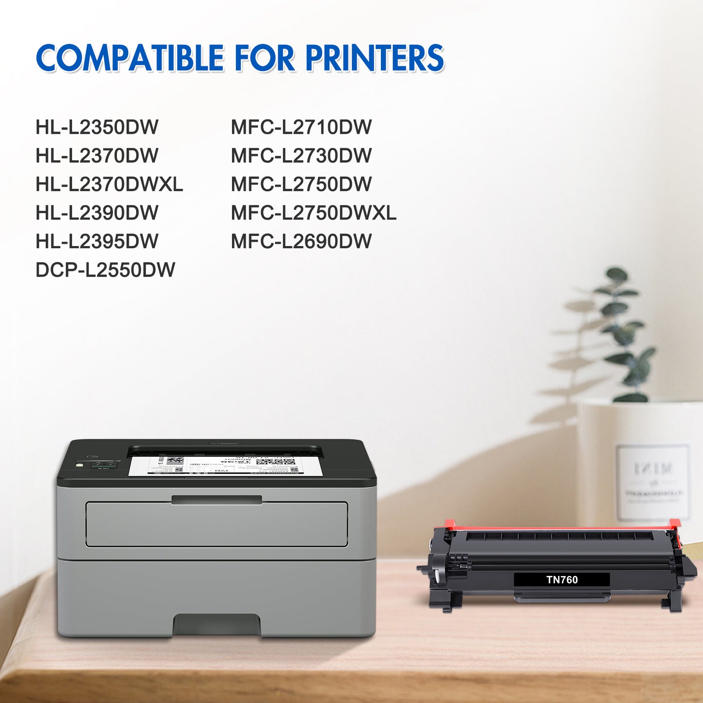 Vipink Compatible for Brother TN760 TN-760 TN730 TN-730 Toner Cartridge MFC-L2710DW MFC-L2750DW HL-L2350DW HL-L2370DW HL-L2395DW HL-L2390DW DCP-L2550DW MFC-L2717DW Printer Ink (Black, 4 Pack)