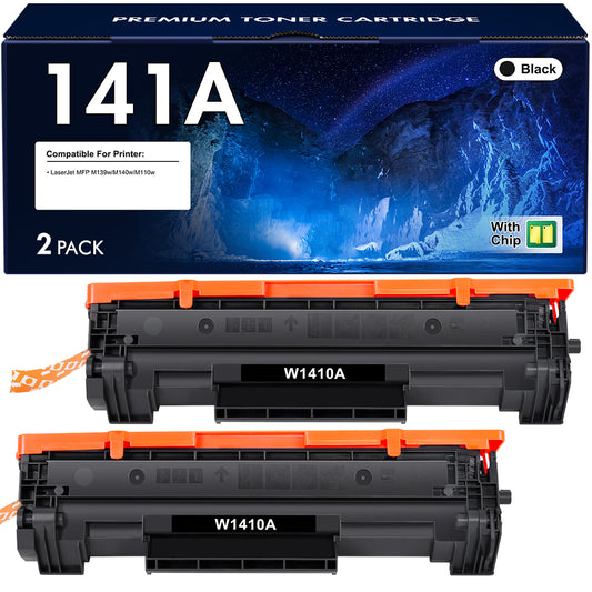 VIPink Compatible for HP 141A W1410A Black Toner Cartridge (With Chip) LaserJet M110w MFP M140w M139w Printer Ink (2-Pack)