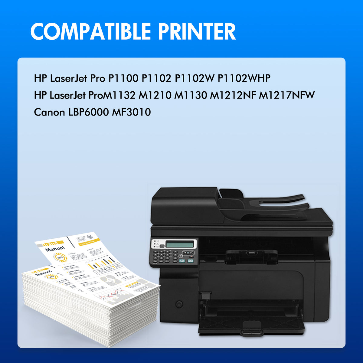 85A CE285A Toner Cartridge Compatible for HP 85A CE285A CE285D for Pro P1102w P1102 M1217nfw M1212nf MFP Printer Ink（4 Pack，Black）