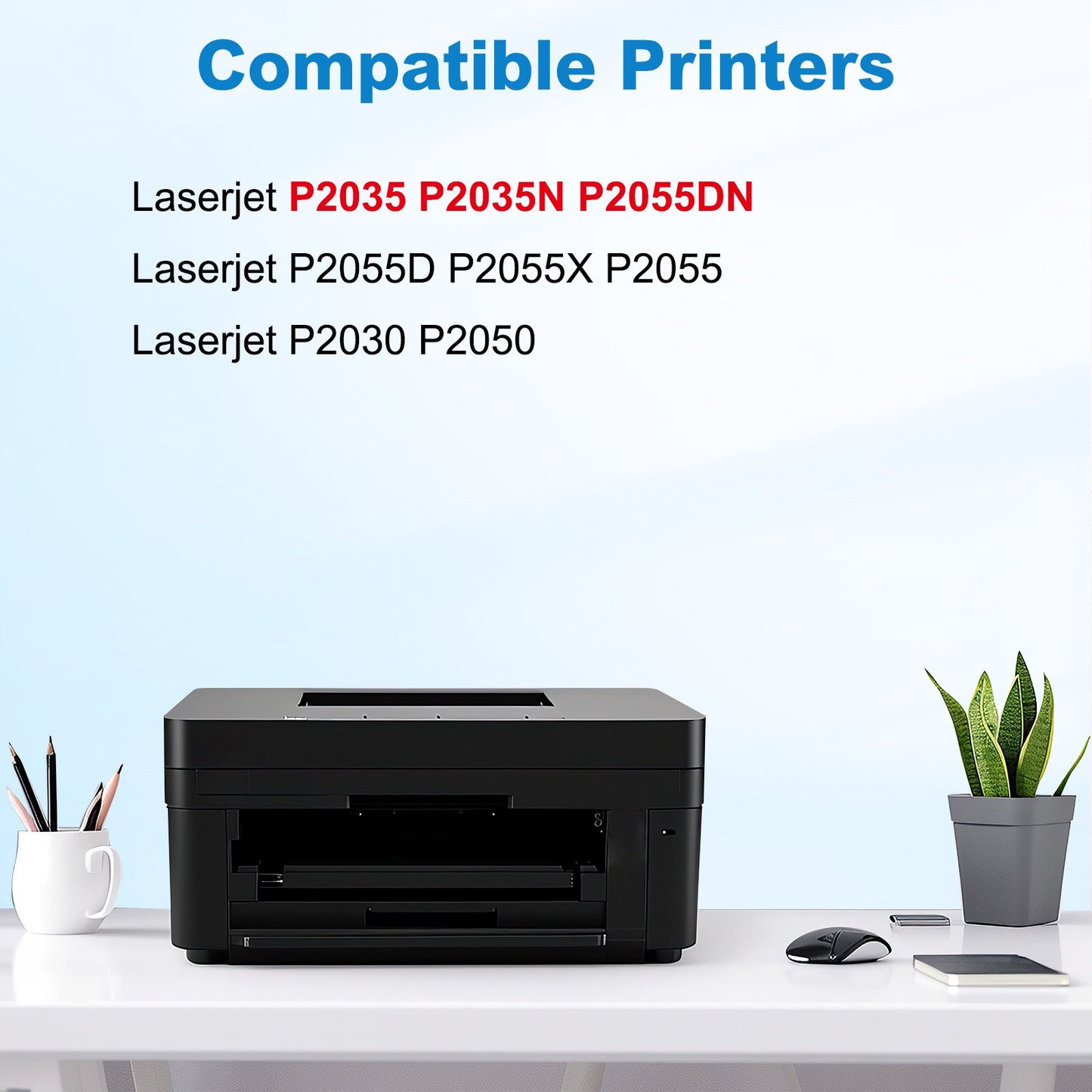 05A Toner Cartridge Black Compatible for HP LaserJet CE505A 05X CE505X for P2035 P2055dn Printer, 2-Pack