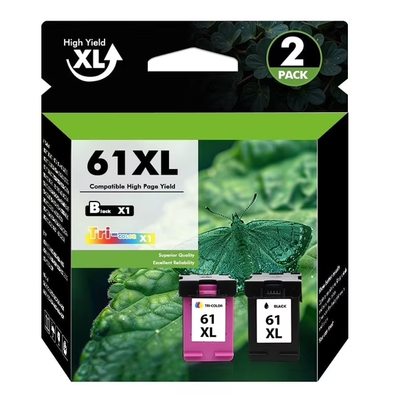 61XL Ink Cartridges Compatible for HP 61 Ink Cartridge Combo Pack for HP envy 4500 5530 printer ink cartridges(Black, Tri-Color)